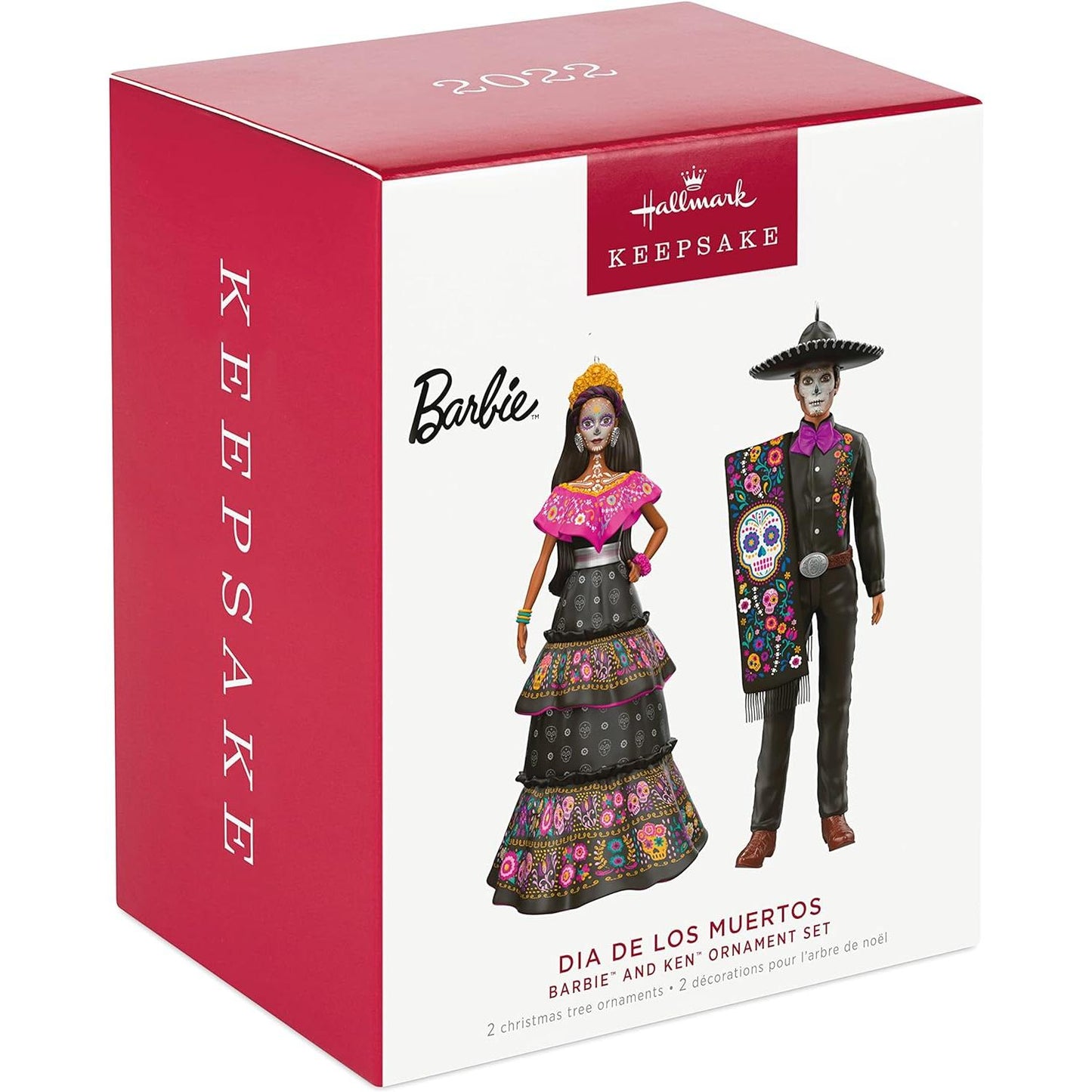 QXI7276 2022 Dia De Los Muertos - Barbie and Ken Ornament Set (Barbie) Image2