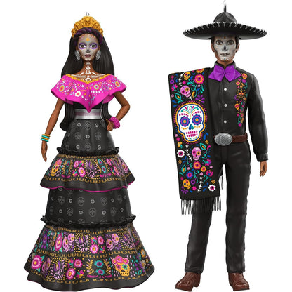 QXI7276 2022 Dia De Los Muertos - Barbie and Ken Ornament Set (Barbie) Image1