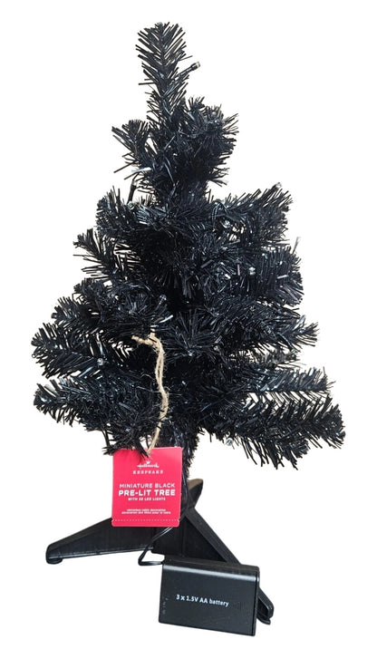 2022 Miniature Halloween Tree, Black Christmas Tree with Lights, 18.75" (Halloween)