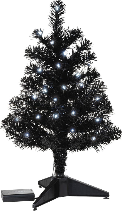 2022 Miniature Halloween Tree, Black Christmas Tree with Lights, 18.75" (Halloween)