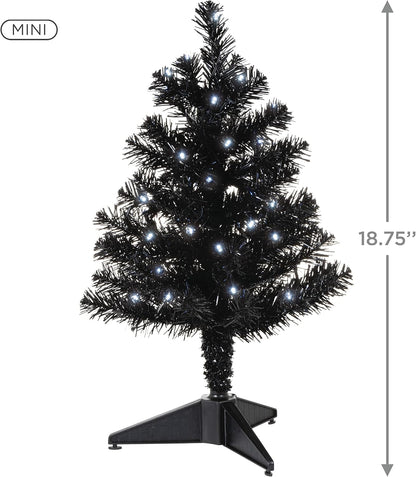 2022 Miniature Halloween Tree, Black Christmas Tree with Lights, 18.75" (Halloween)
