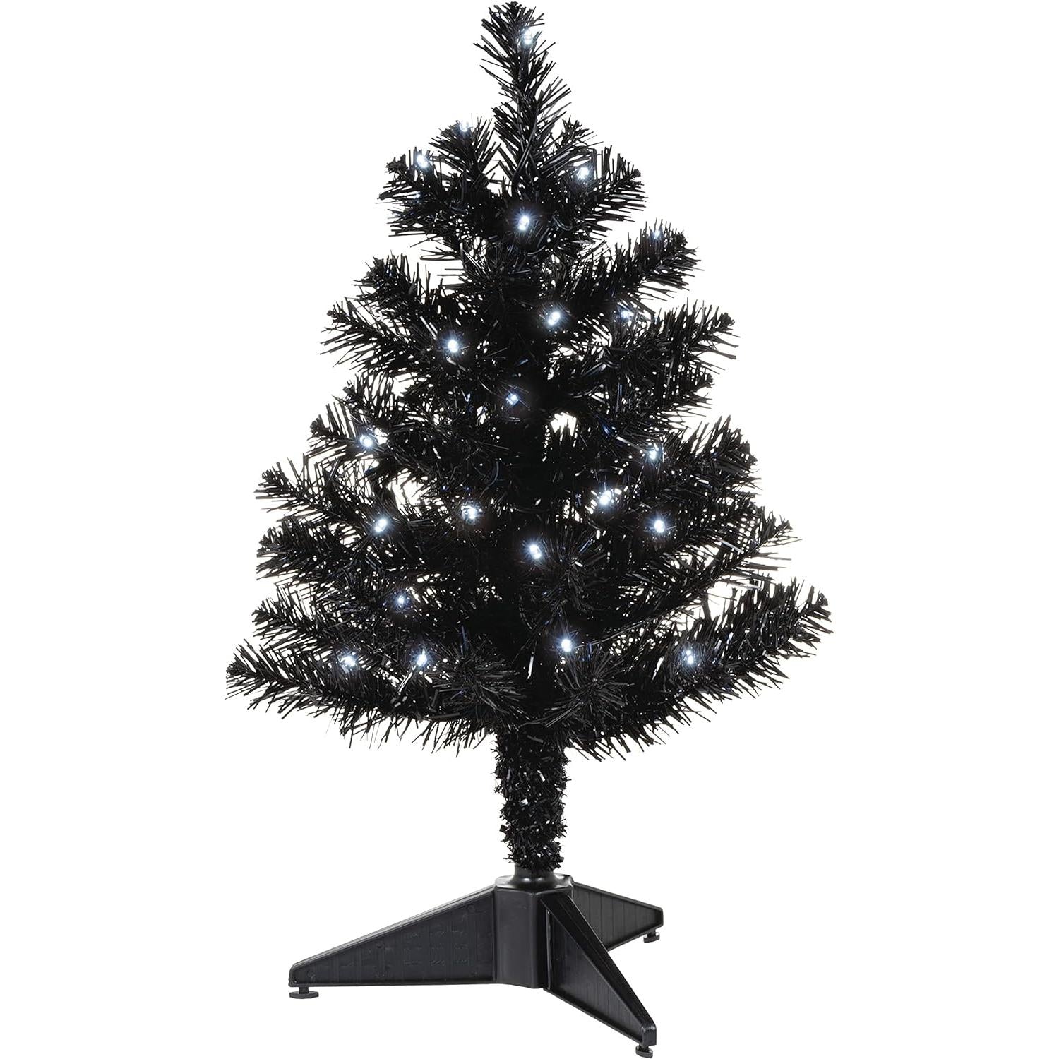 QSB6246 2022 Miniature Halloween Tree, Black Christmas Tree with Lights, 18.75" (Halloween) Image1