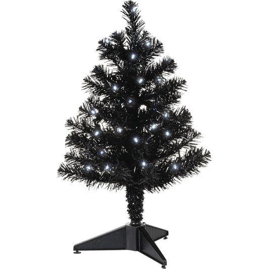 QSB6246 2022 Miniature Halloween Tree, Black Christmas Tree with Lights, 18.75" (Halloween) Image1