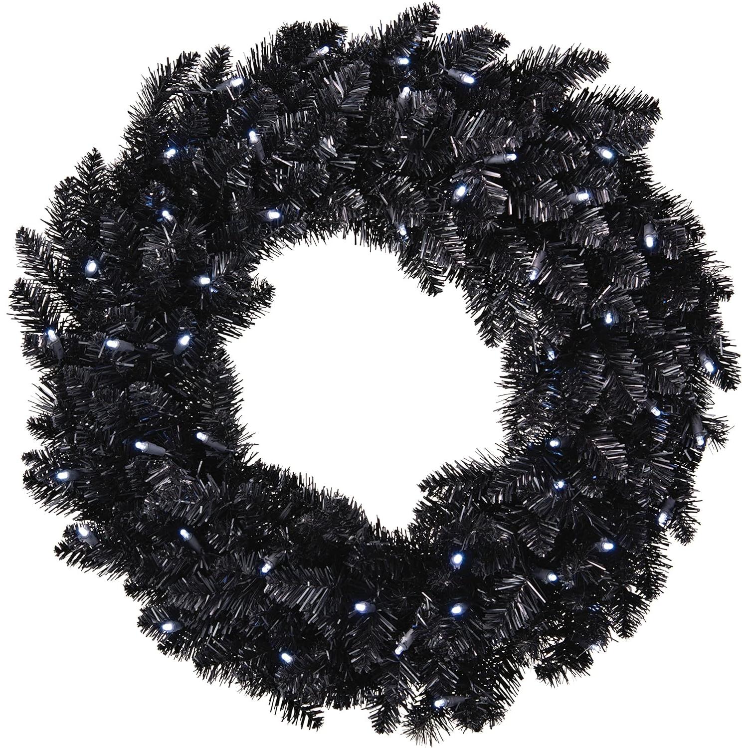 QSB6306 2022 Sparkling Black Halloween Wreath with Lights, 30" (Star Wars) Image1