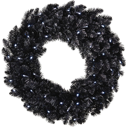 QSB6306 2022 Sparkling Black Halloween Wreath with Lights, 30" (Star Wars) Image1