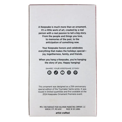 2024 Toymaker Santa 25th Anniversary Hallmark Ornament (Toymaker Santa) QXE3374