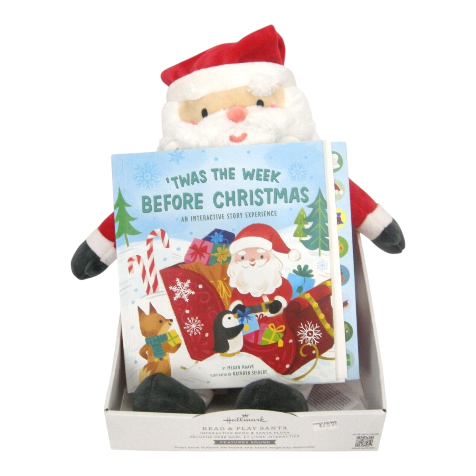 2024 Twas the Week Before Christmas Interactive Santa Plush and Book With Sound Hallmark Ornament (Santa Claus) KCX2018