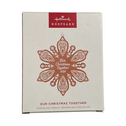 Hallmark Keepsake Christmas ornament box with decorative snowflake design on a white background