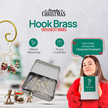 25 Gold Brass Hangers for Miniature Christmas Ornament - Crochets Stylisés Each Holds 3 Miniature QXM6502, QXM3246