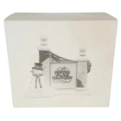 1989 Village Sign with Snowman (Heritage Village Series – Department 56, Item #1341354)