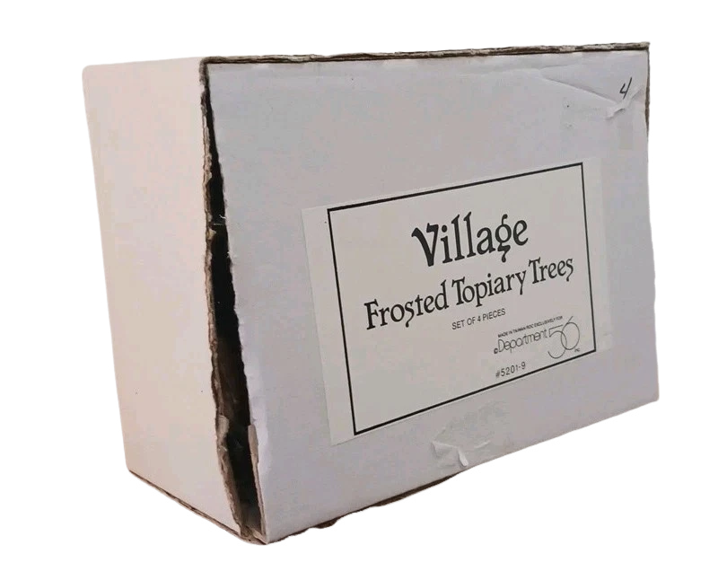 1990 Village Frosted Topiary Trees (Set of 4) – Department 56 Village Accessories