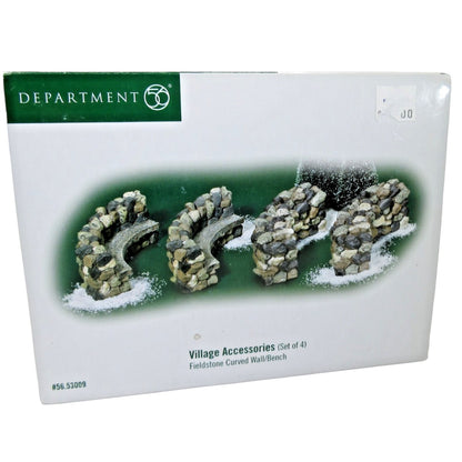 2001 “Fieldstone Curved Wall/Bench (Set of 4)” (Village Accessories Series – Department 56)