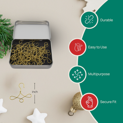 25 Gold Brass Hangers for Miniature Christmas Ornament - Crochets Stylisés Each Holds 3 Miniature QXM6502, QXM3246