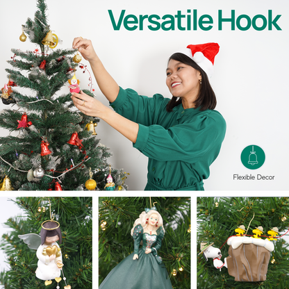 100 Gold Brass Ornament Hooks with Tin Storage Box & Bonus Ornament