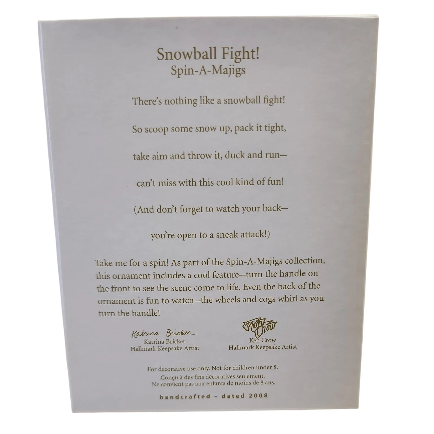 2008 Snowball Fight! Hallmark Ornament (Spin-A-Majigs) QP1114