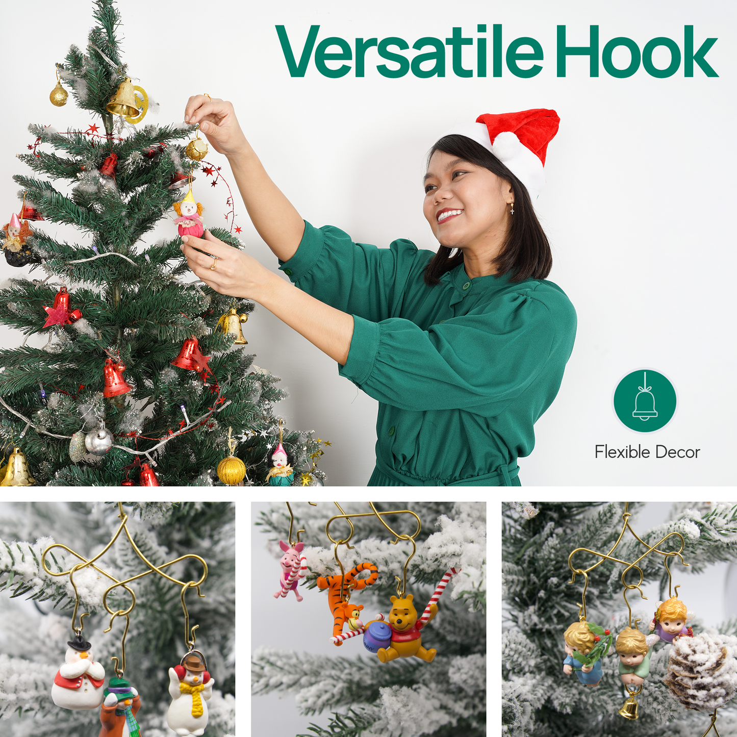 25 Gold Brass Hangers for Miniature Christmas Ornament - Crochets Stylisés Each Holds 3 Miniature QXM6502, QXM3246