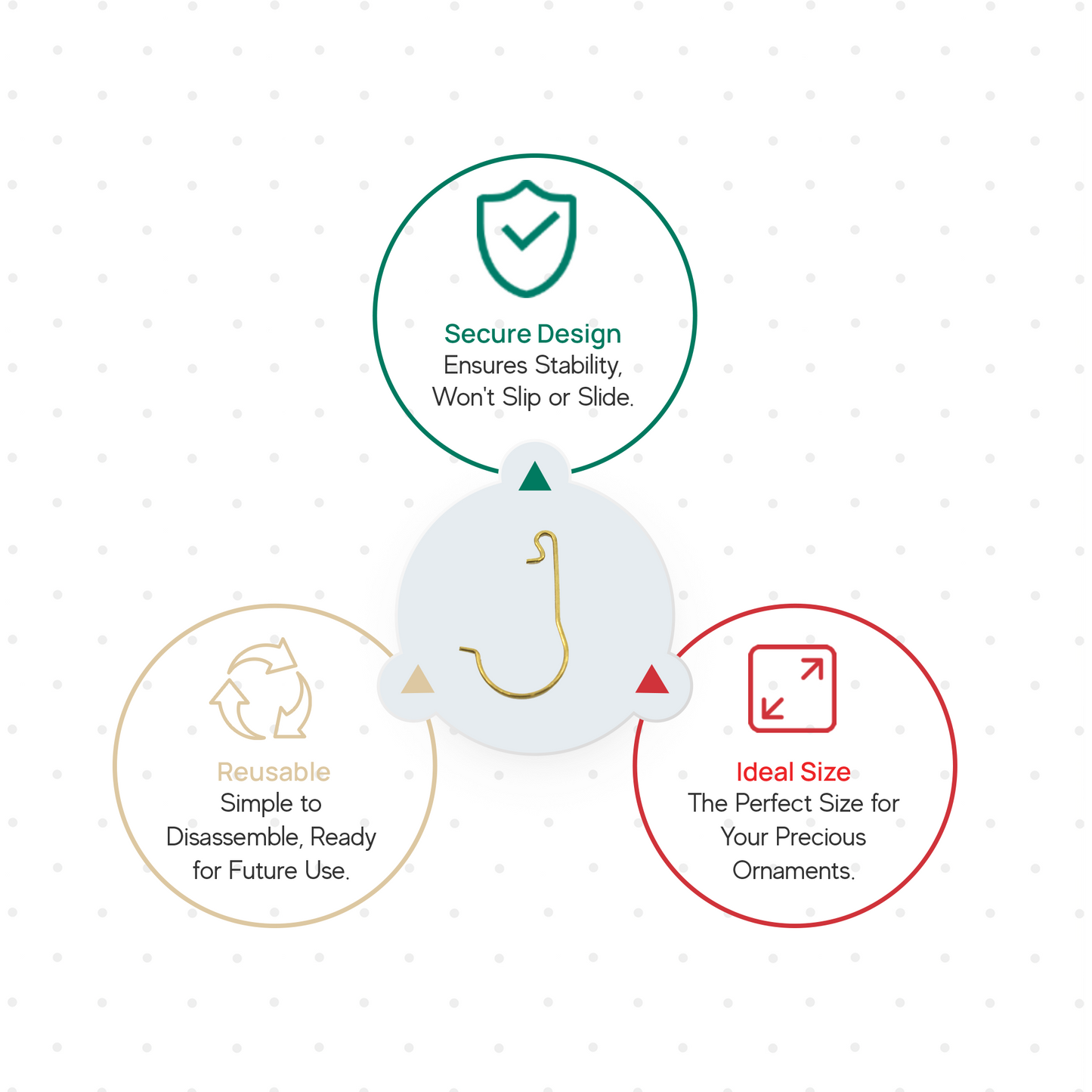 100 Gold Brass Ornament Hooks with Tin Storage Box & Bonus Ornament