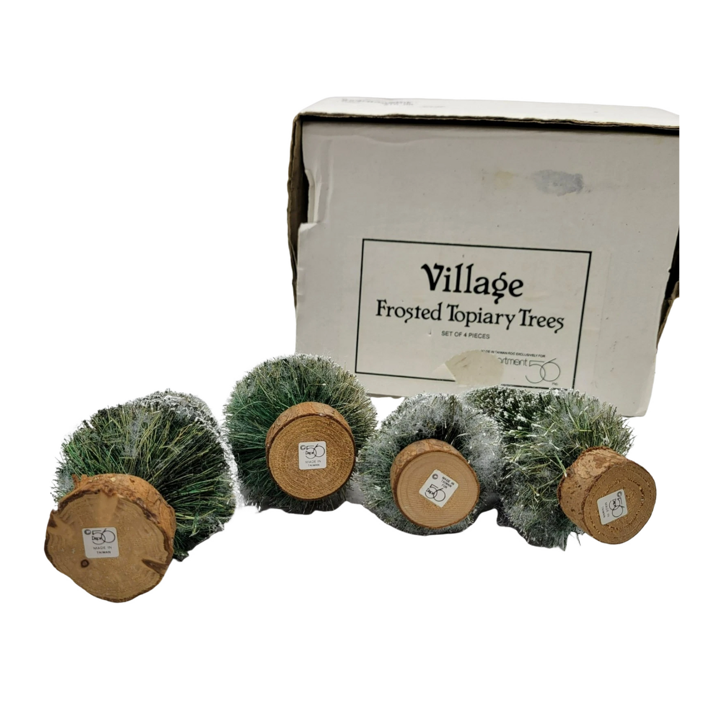 1990 Village Frosted Topiary Trees (Set of 4) – Department 56 Village Accessories