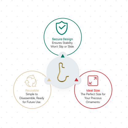 100 Gold Brass Miniature Ornament Hooks with Tin Storage Box & Bonus Ornament