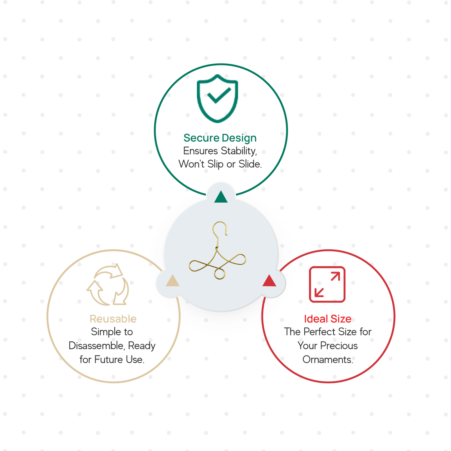 25 Gold Brass Hangers for Miniature Christmas Ornament - Crochets Stylisés Each Holds 3 Miniature QXM6502, QXM3246