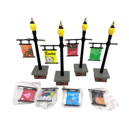 1999 (or effectively 2002) “Seasonal Lampposts (Set of 4)” – Department 56 Village Accessories, Item #56.53048