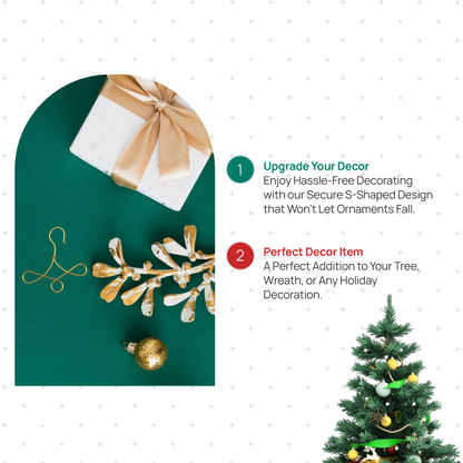 25 Gold Brass Hangers for Miniature Christmas Ornament - Crochets Stylisés Each Holds 3 Miniature QXM6502, QXM3246