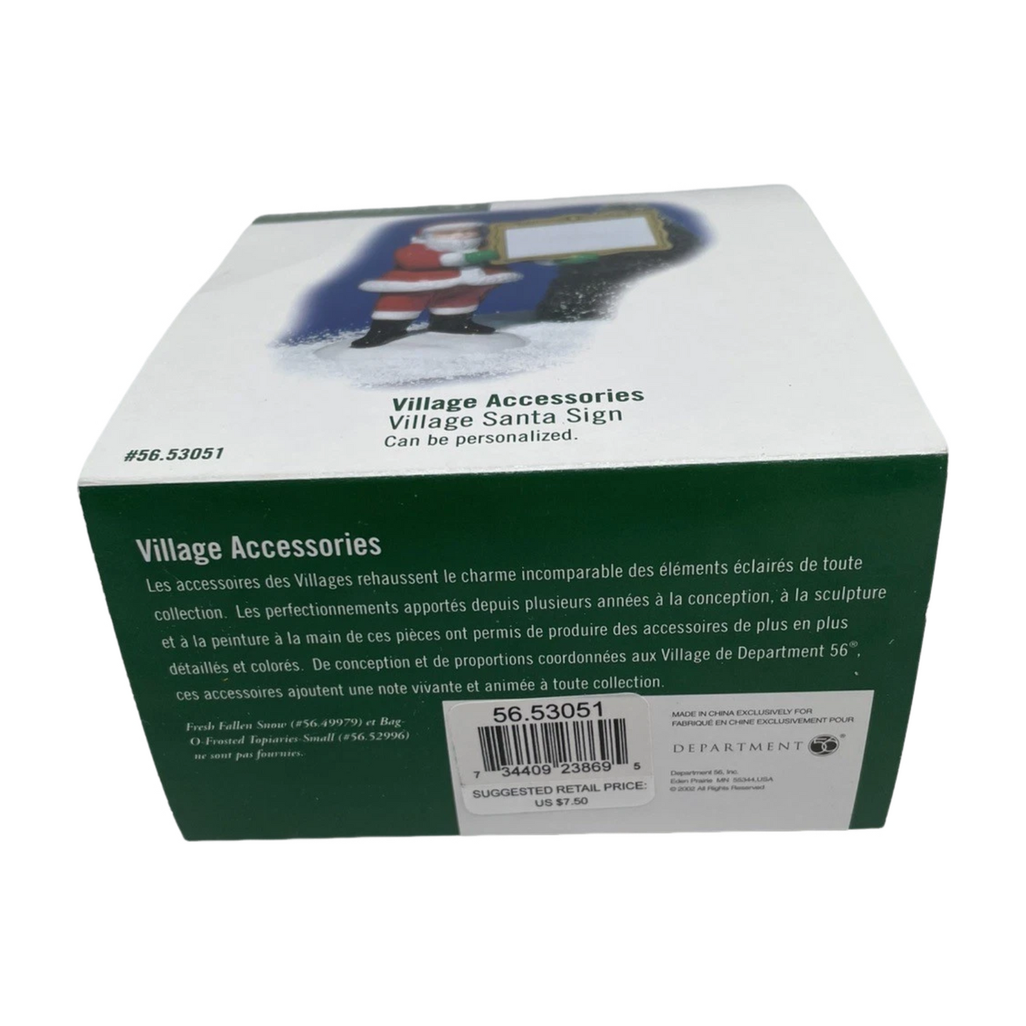 2002 Village Santa Sign (Village Accessories Series — Department 56)