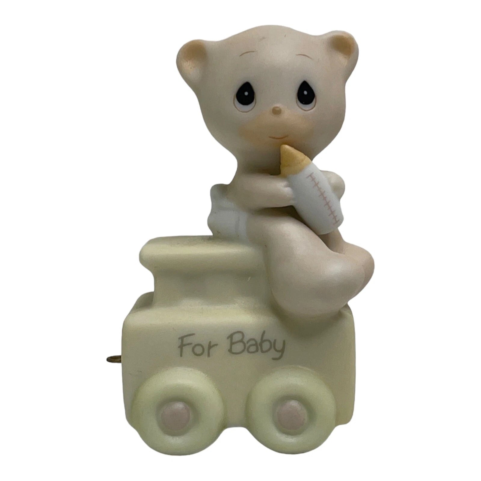 Adorable Birthday Train Figurine with Teddy Bear for Baby - 2.75 inches