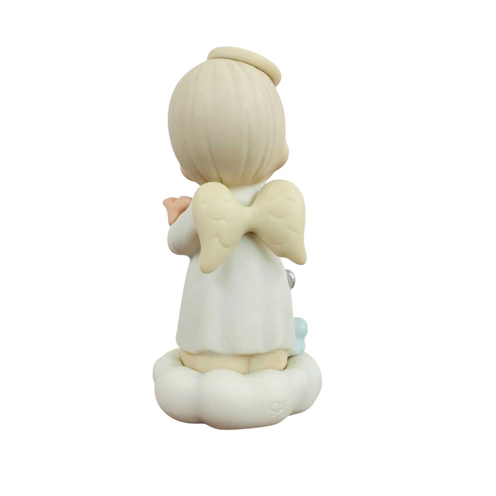 Adorable Child Figurine with Halo Holding Paper Plane - Sparking Joy and Imagination