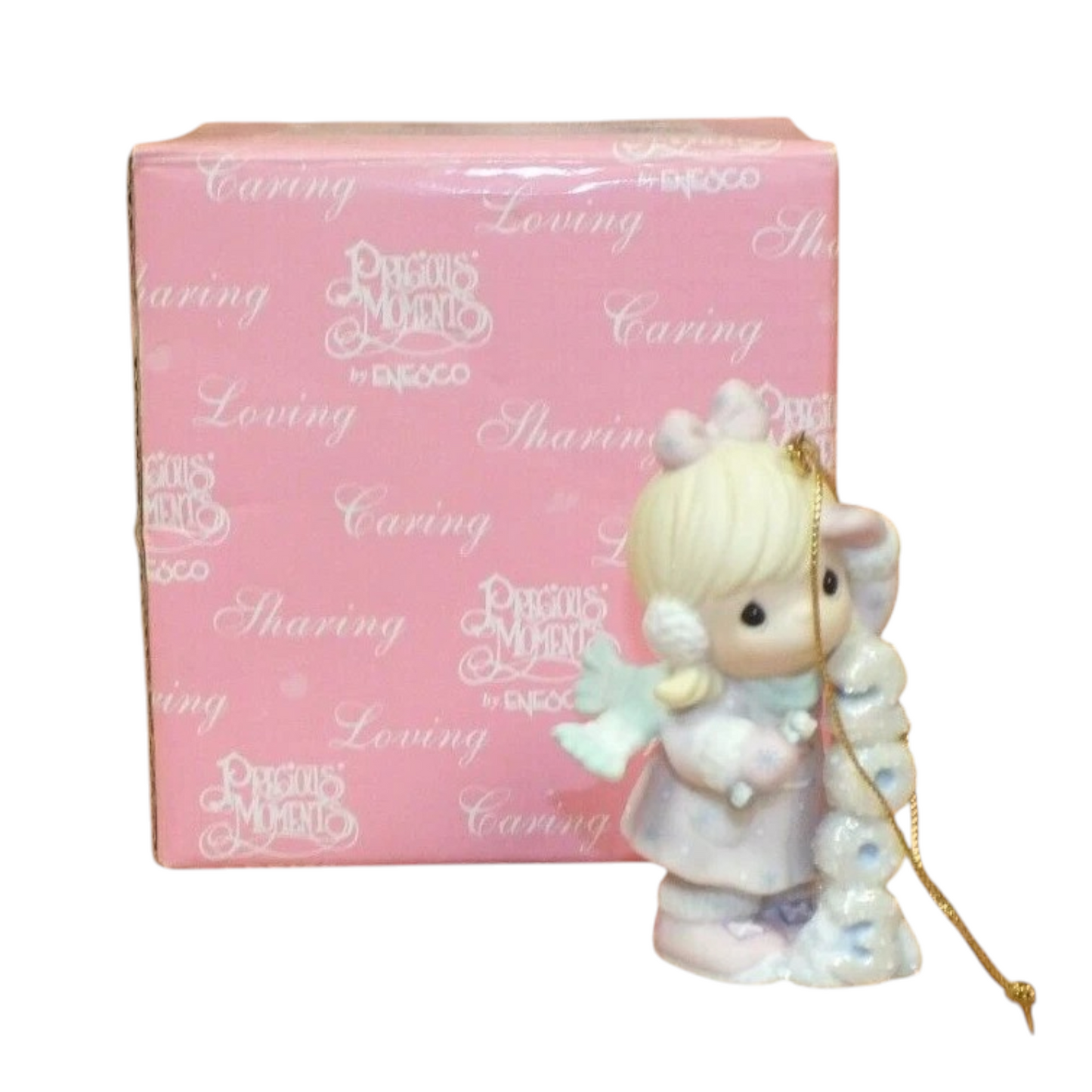 Adorable Precious Moments Girl and Dog Figurine: Heartwarming Letter Writing Moment