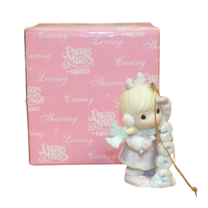 Adorable Precious Moments Girl and Dog Figurine: Heartwarming Letter Writing Moment