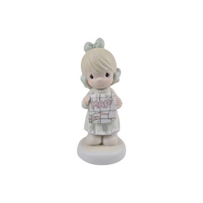 Adventure Themed Precious Moment: Map, Girl & Little Girl - Perfect Porcelain Figurine for Collection or Gift