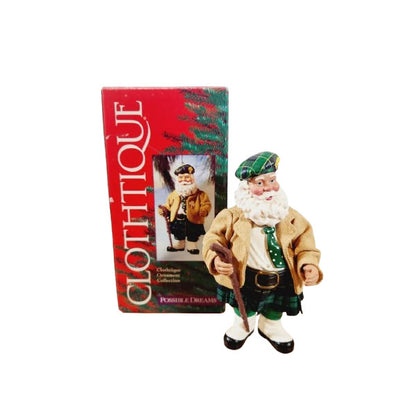 Clothtique Possible Dreams Santa Shillelagh Christmas Santa Figurine - Traditional Red and White Santa