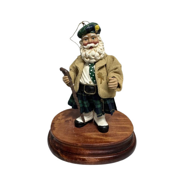 Clothtique Possible Dreams Santa Shillelagh Christmas Santa Figurine - Traditional Red and White Santa