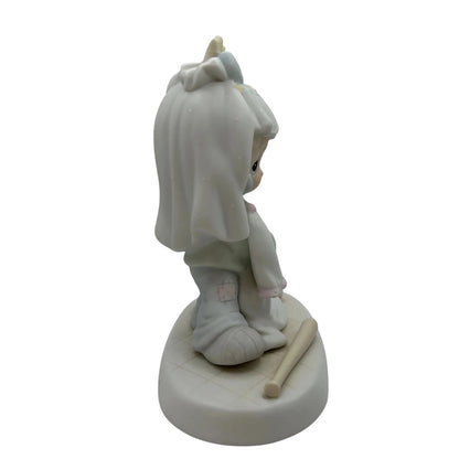 Little Girl Dreams of Wedding Day in Beautiful White Gown and Tiara