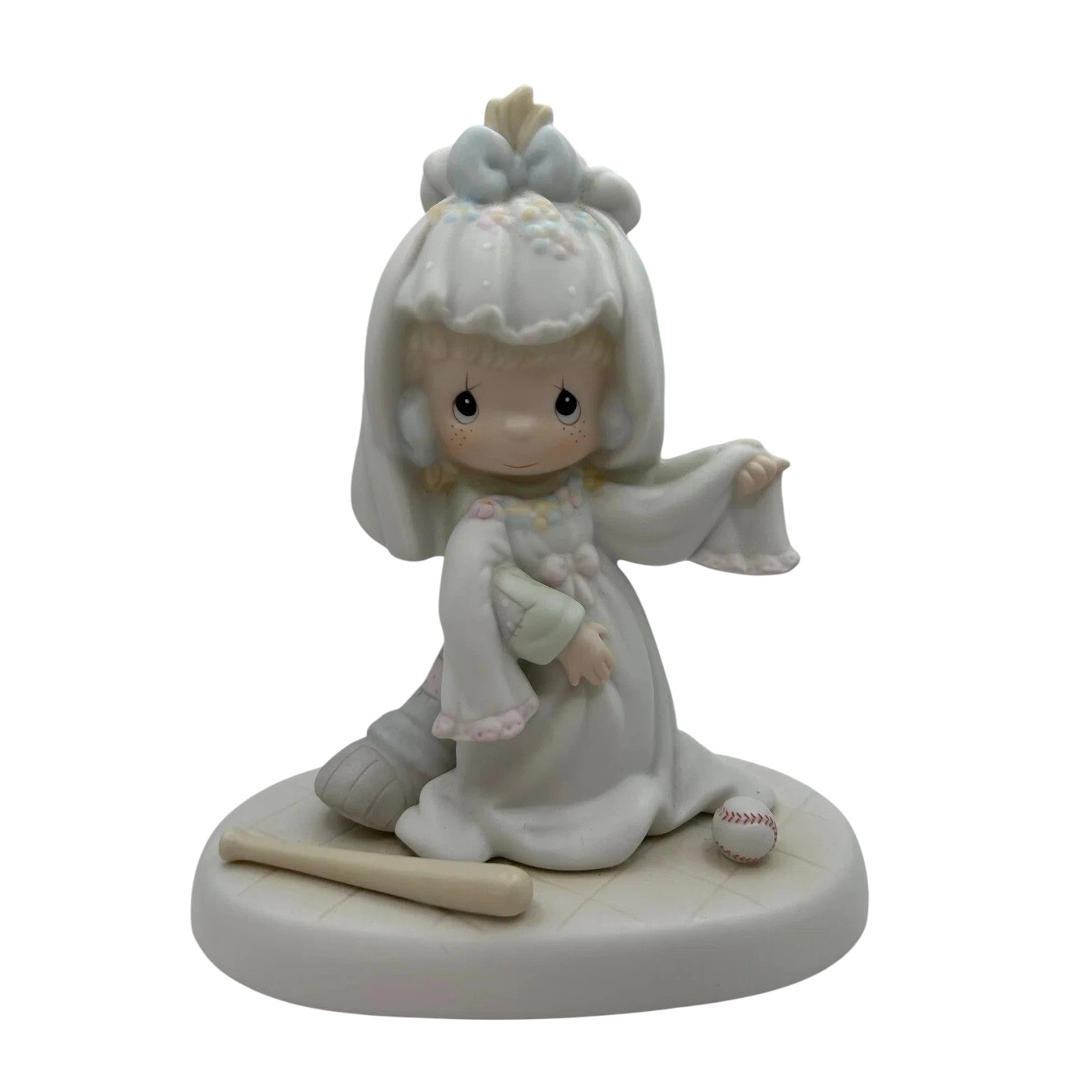 Little Girl Dreams of Wedding Day in Beautiful White Gown and Tiara