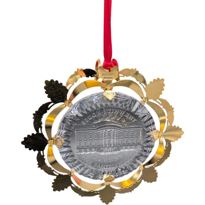 Opulent Gold-Adorned Building with Eagle Motif and Regal Pedestals