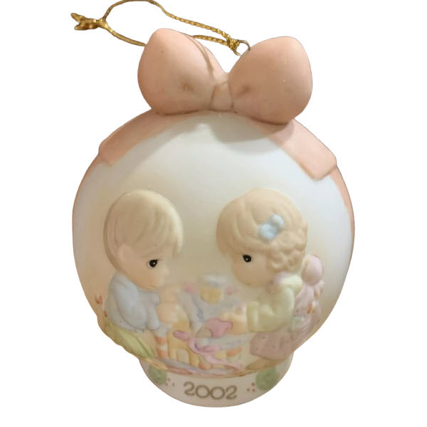 Precious Moments Boy and Girl Ball Ornament with Soft Pastel Colors