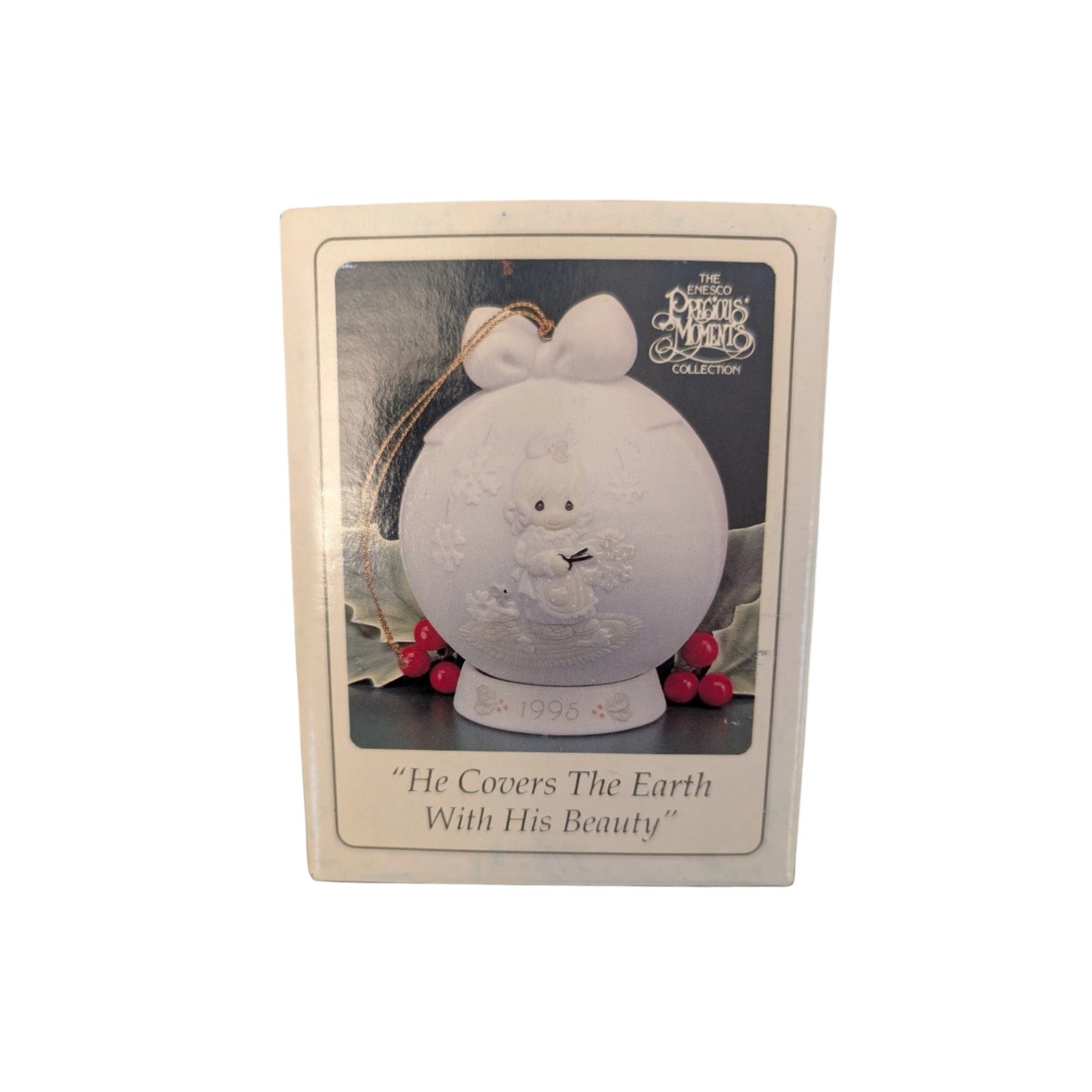 Festive Christmas Ornament: Young Girl with Red Ball & Ribbon Image2