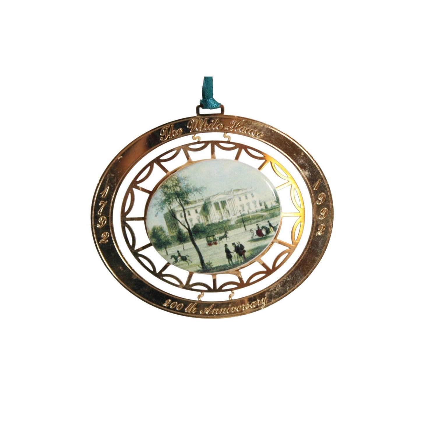 Gold-Trimmed White House Christmas Ornament | Porcelain Winter Scene Decor Image1