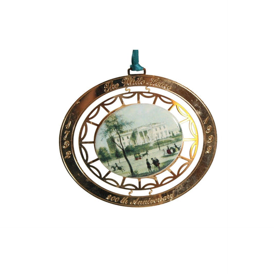 Gold-Trimmed White House Christmas Ornament | Porcelain Winter Scene Decor Image1