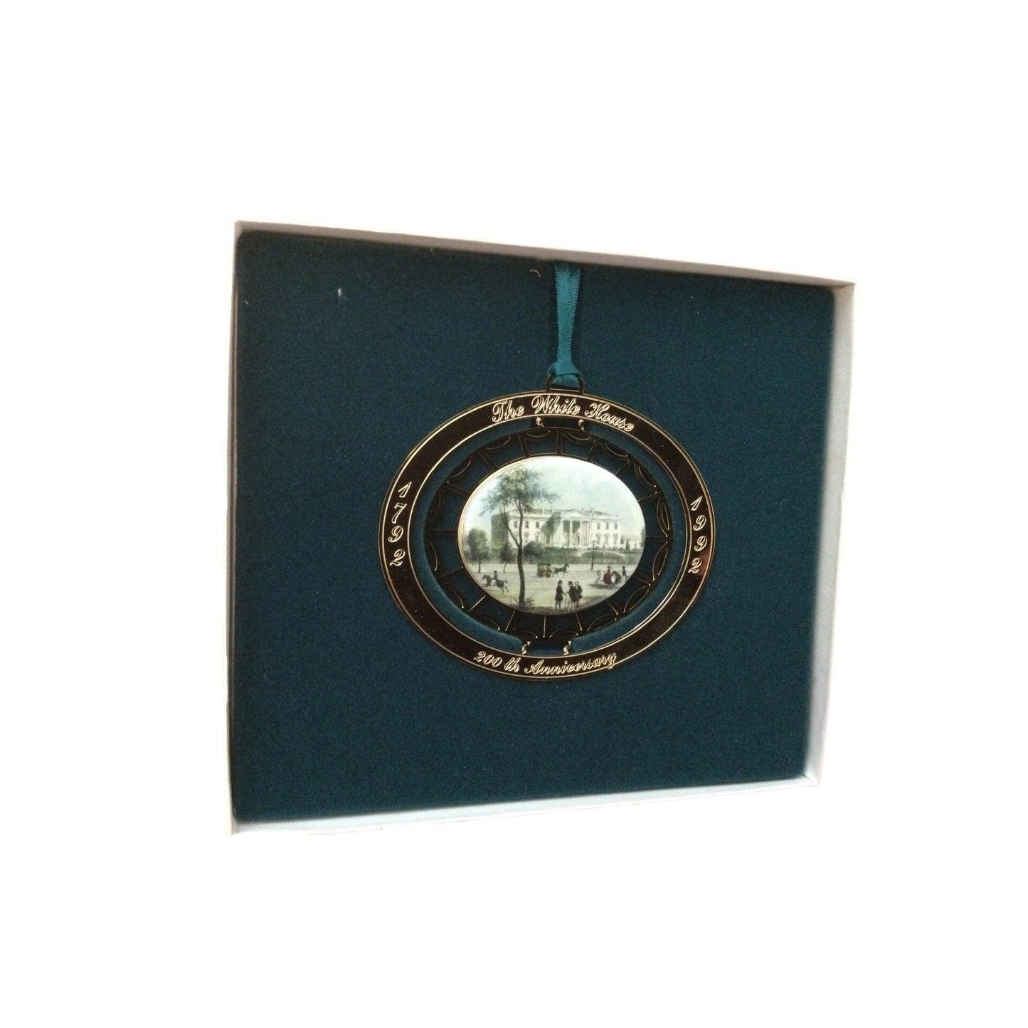 Gold-Trimmed White House Christmas Ornament | Porcelain Winter Scene Decor Image3