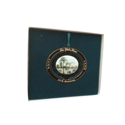 Gold-Trimmed White House Christmas Ornament | Porcelain Winter Scene Decor Image3