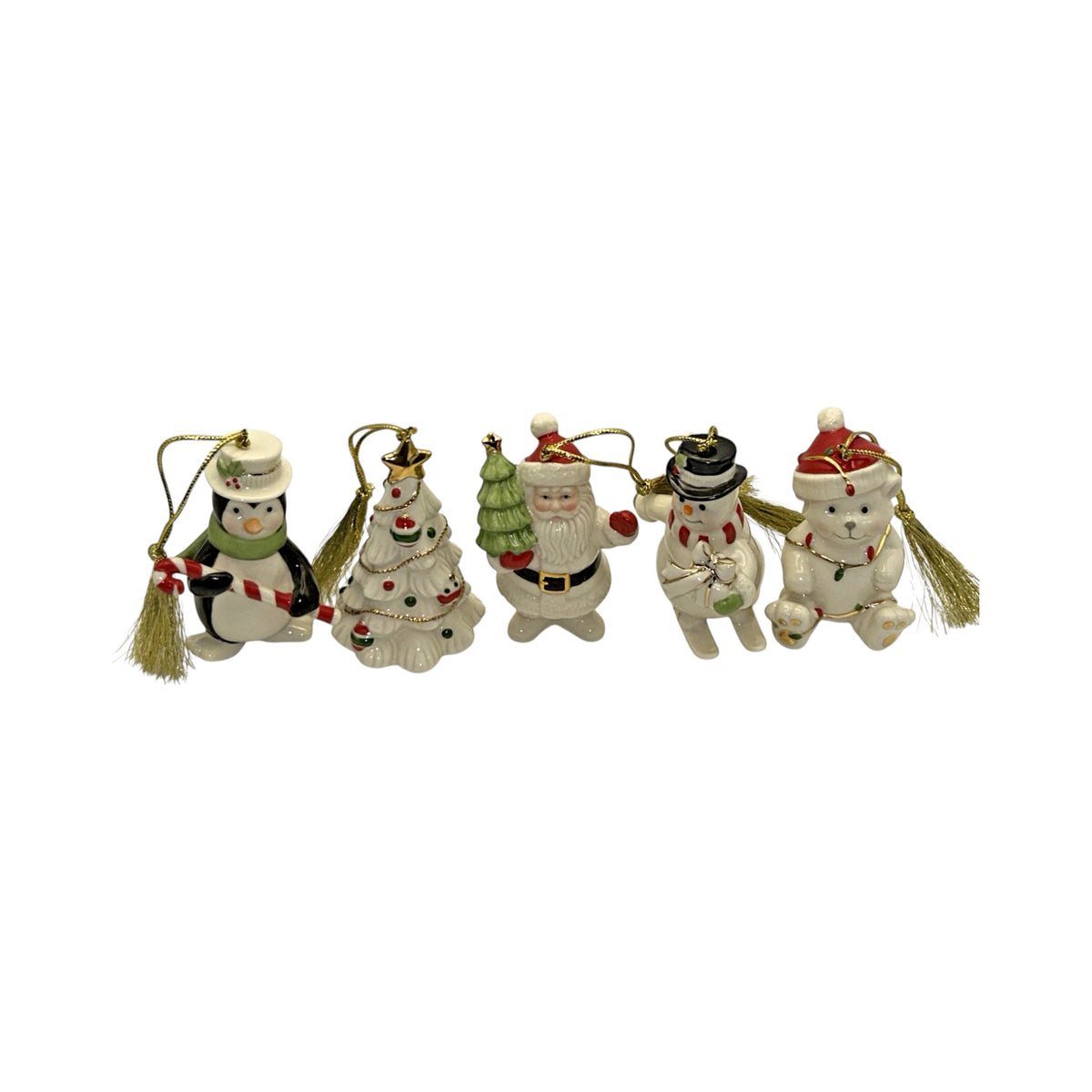 Vintage Very Merry Porcelain Ornaments Set of 5 (Merry Miniatures)