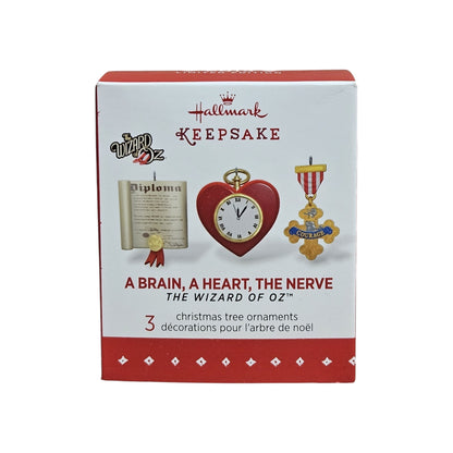 Hallmark Keepsake Wizard of Oz Christmas tree ornament set packaging on a white background