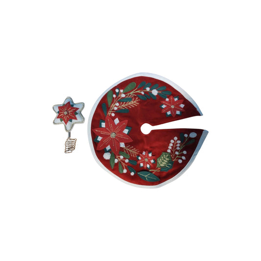 2021 Festive Poinsettia (Miniature Tree Topper & Tree Skirt)