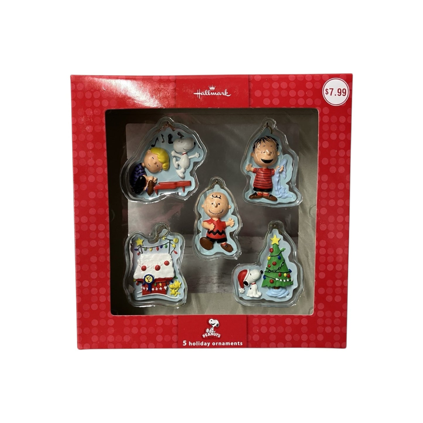2011 Peanuts Set of 5 Holiday Ornaments Snoopy, Woodstock, Linus & Charlie