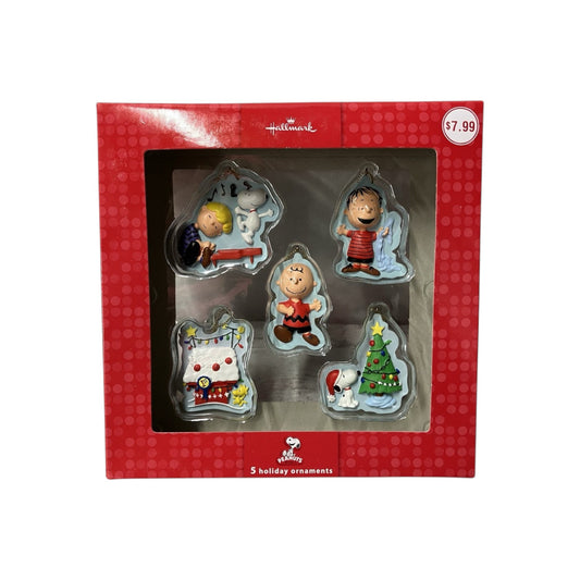 2011 Peanuts Set of 5 Holiday Ornaments Snoopy, Woodstock, Linus & Charlie