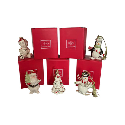 Vintage Very Merry Porcelain Ornaments Set of 5 (Merry Miniatures)