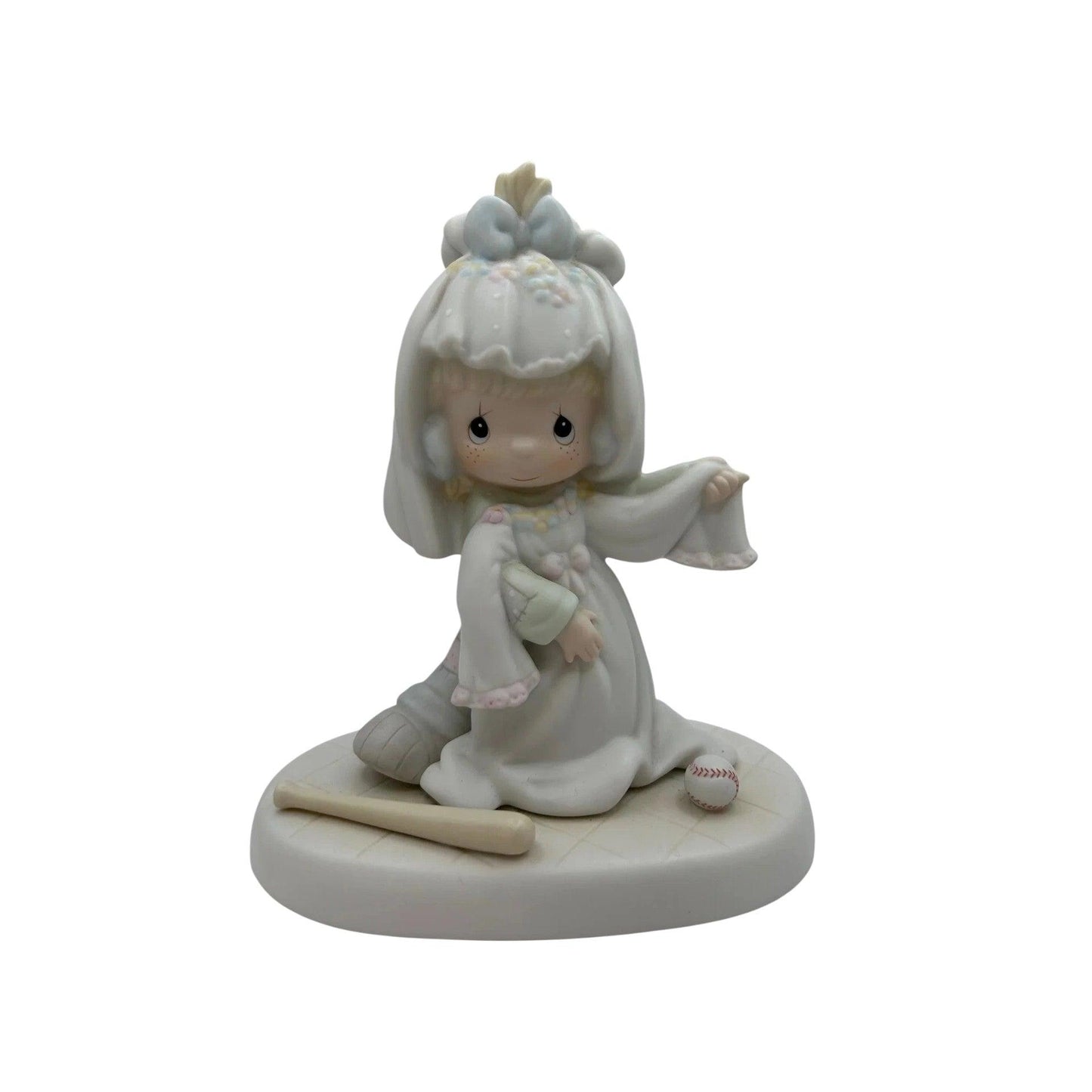 Little Girl Dreams of Wedding Day in Beautiful White Gown and Tiara Image1